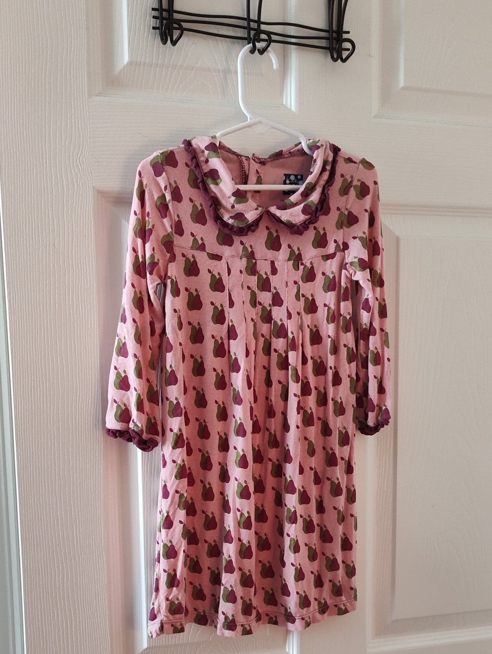 Girls' Pink Pear Print Casual Dress
